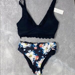 🆕 Floral Black Bikini Set S